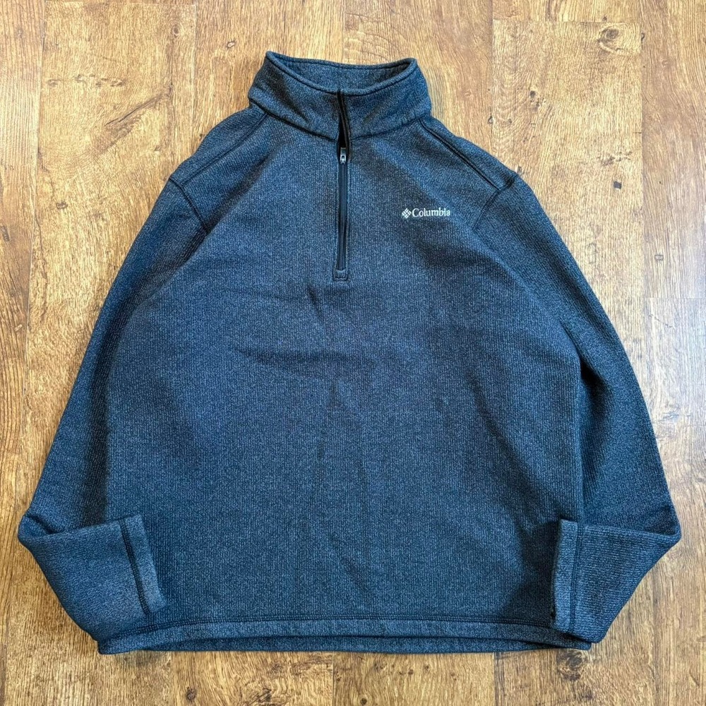 Columbia Mens Grey Quarter Zip Fleece Sweater Gorpcore cabin cozy  Size Large